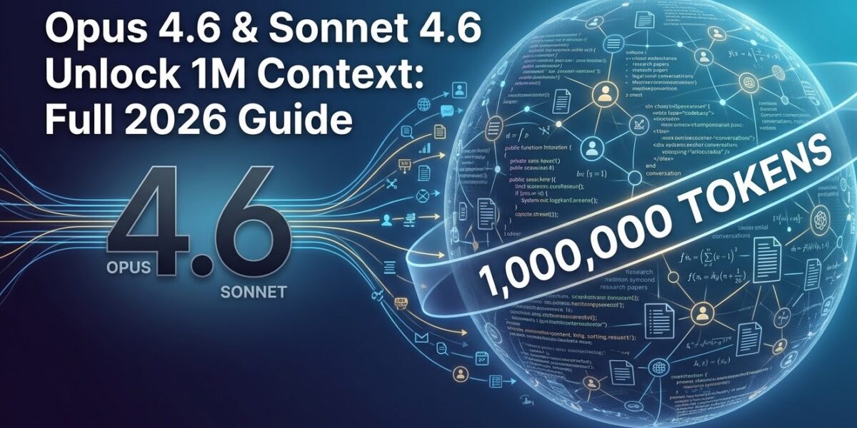 A visual comparison showing a massive datascape labeled '1,000,000 TOKENS' connecting to the '4.6' release hub, illustrating the new Opus and Sonnet context capabilities.