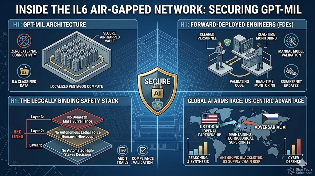 A technical infographic detailing the GPT-MIL security architecture